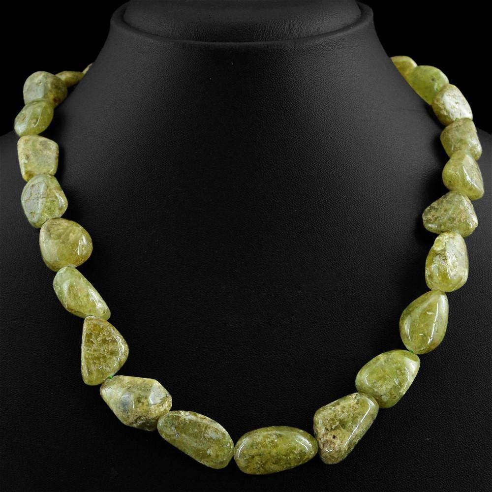 gemsmore:Natural Green Garnet Necklace Unheated Beads