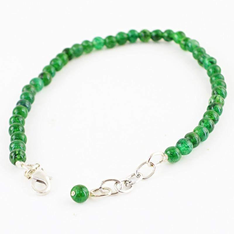 gemsmore:Natural Green Jade Bracelet Round Shape Unheated Beads