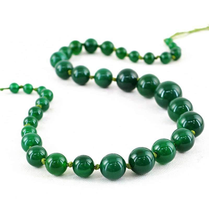 gemsmore:Natural Green Jade Strand Untreated Drilled Round Beads