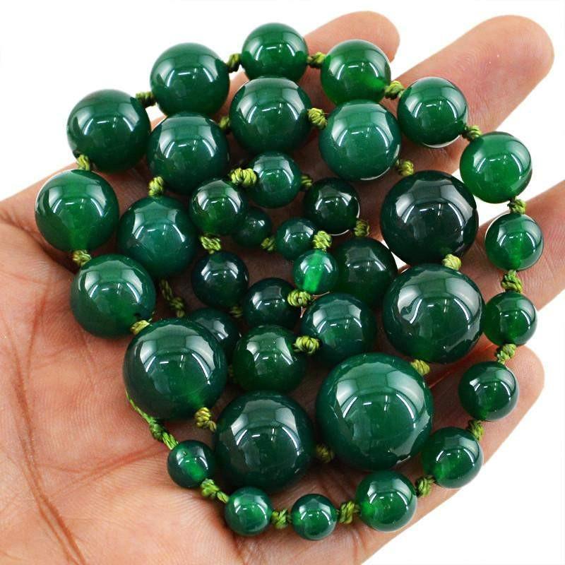 gemsmore:Natural Green Jade Strand Untreated Drilled Round Beads