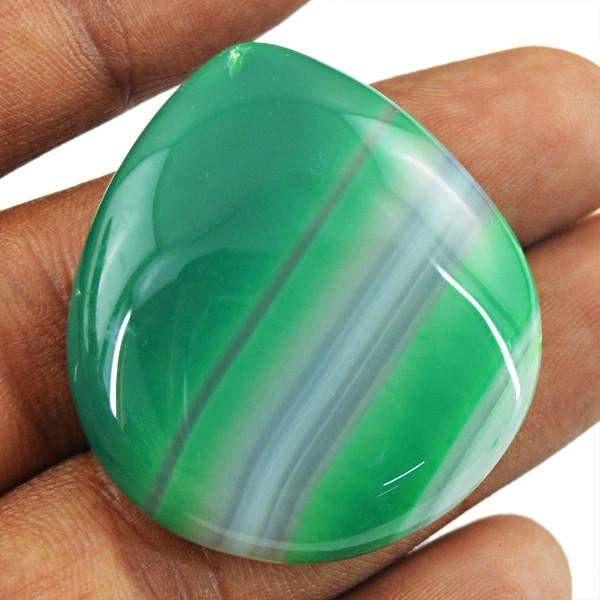 gemsmore:Natural Green Striped Onyx Pear Shape Gemstone