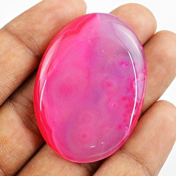 gemsmore:Natural Healing Palm Oval Shape Pink Onyx Gemstone