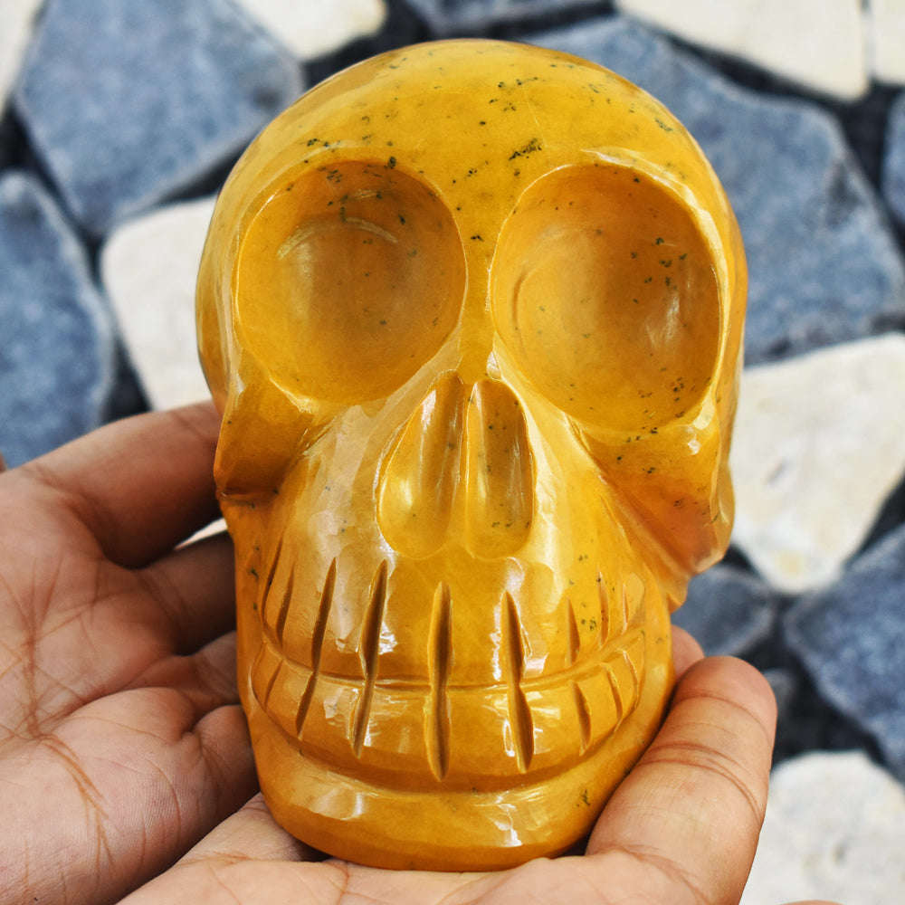 gemsmore:Natural  Jasper  Hand Carved Genuine Crystal Gemstone Carving Skull