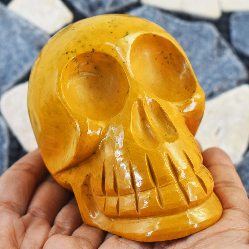 gemsmore:Natural  Jasper  Hand Carved Genuine Crystal Gemstone Carving Skull