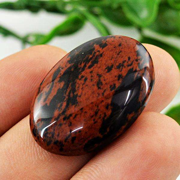 gemsmore:Natural Mahagony Jasper Oval Shape Loose Gemstone