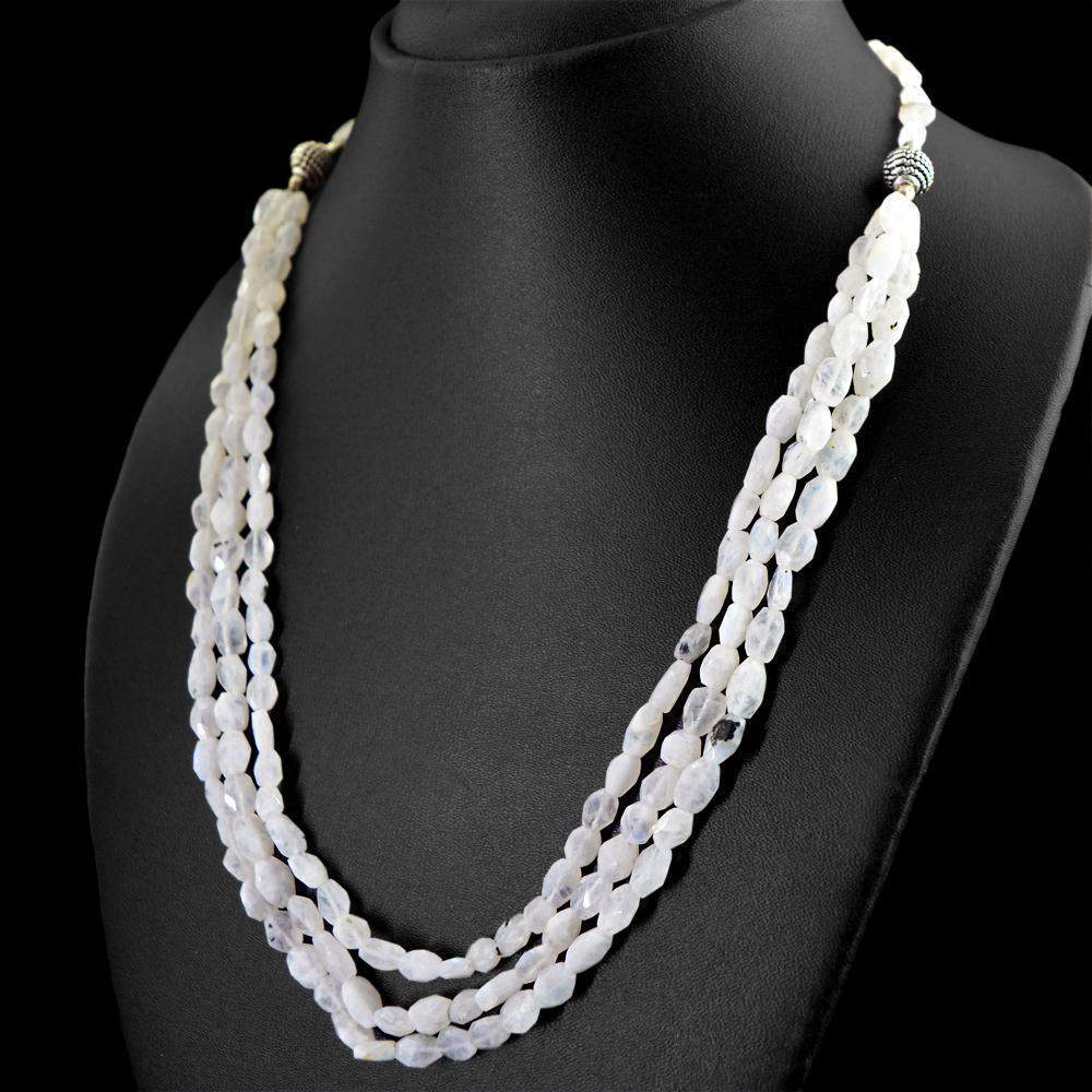 gemsmore:Natural Moonstone Necklace Faceted Beads