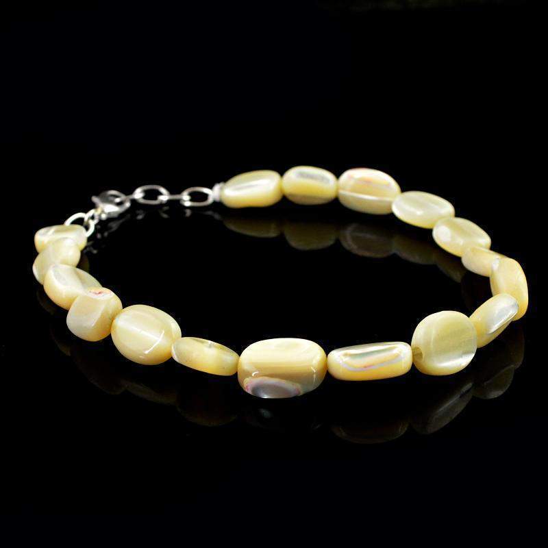 gemsmore:Natural Mother Pearl Bracelet Oval Shape Beads