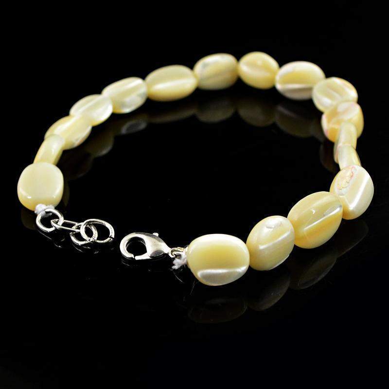 gemsmore:Natural Mother Pearl Bracelet Oval Shape Beads