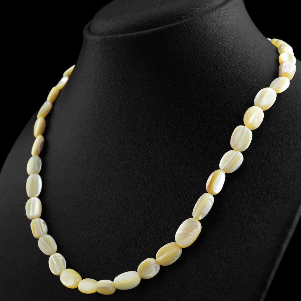 gemsmore:Natural Mother Pearl Necklace Oval Shape Beads