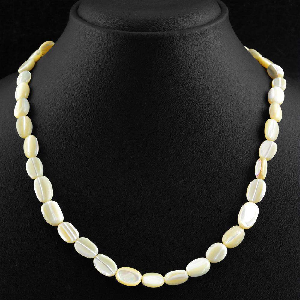 gemsmore:Natural Mother Pearl Necklace Oval Shape Beads