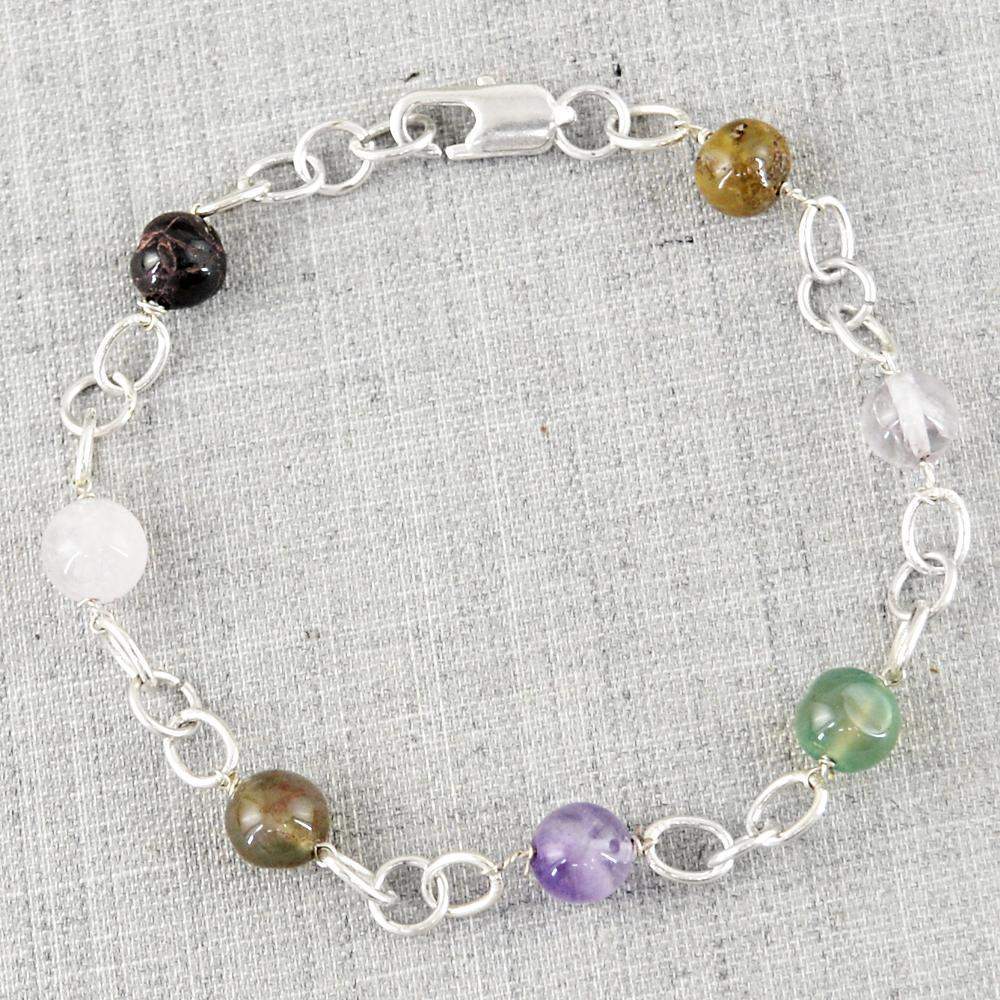 gemsmore:Natural Multicolor Multi Gemstone Bracelet Round Shape Beads