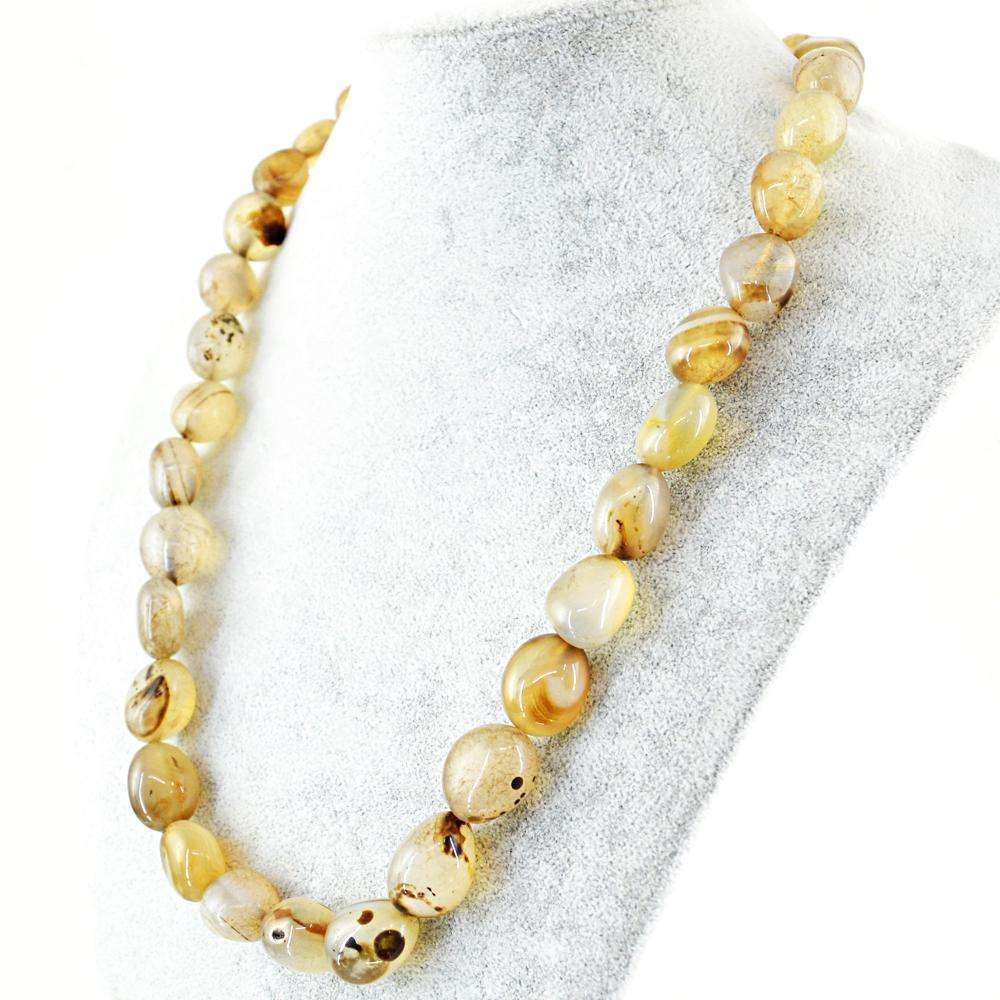 gemsmore:Natural Onyx Necklace - 20 Inches Long Untreated Beads