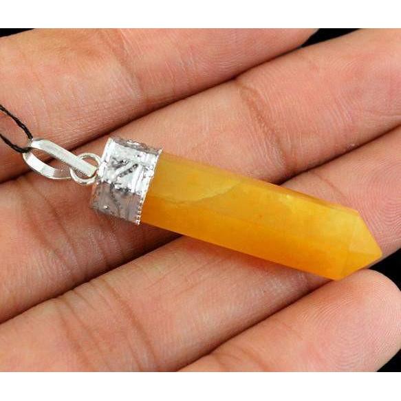 gemsmore:Natural Orange Aventurine Healing Point Pendant