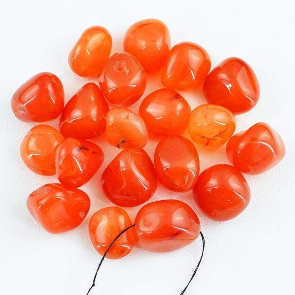 gemsmore:Natural Orange Carnelian Drilled Beads Lot