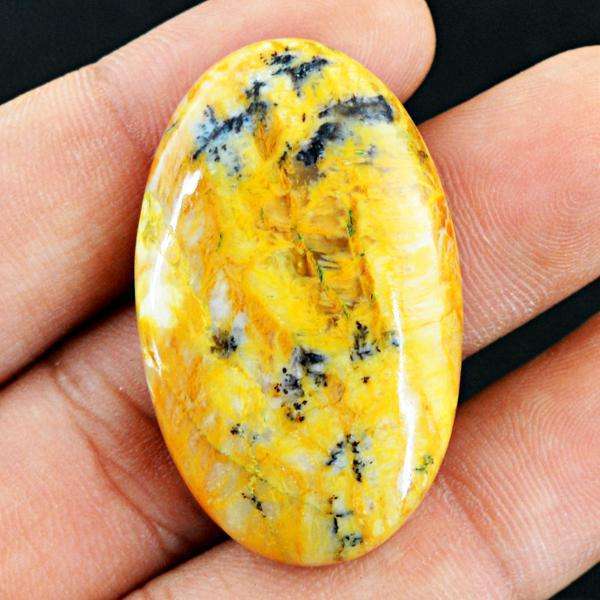 gemsmore:Natural Oval Shape Dendrite Opal Untreated Loose Gemstone