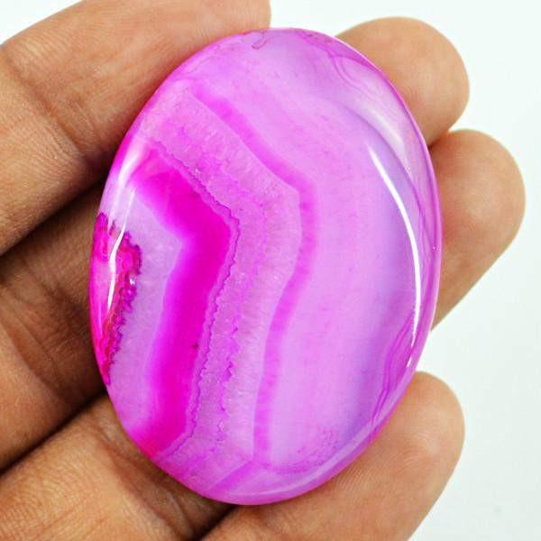 gemsmore:Natural Oval Shape Pink Onyx Healing Palm Gemstone