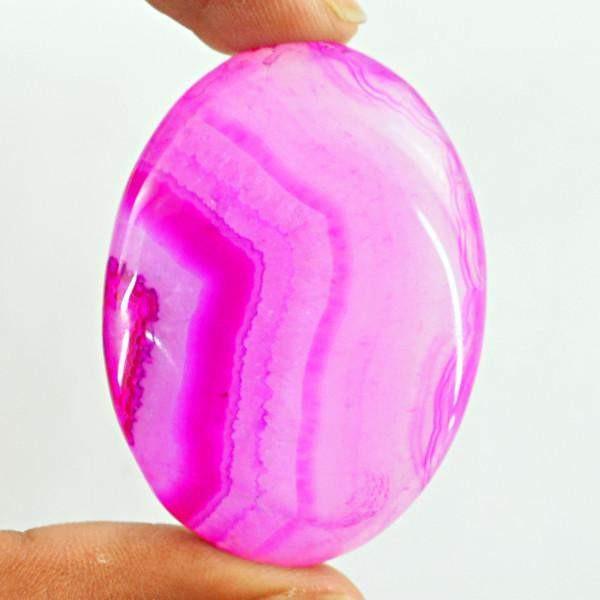 gemsmore:Natural Oval Shape Pink Onyx Healing Palm Gemstone