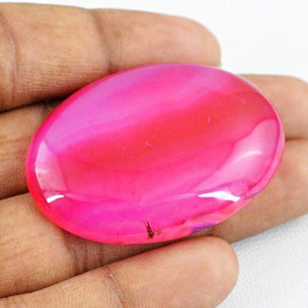 gemsmore:Natural Oval Shape Pink Onyx Healing Palm Untreated Gemstone