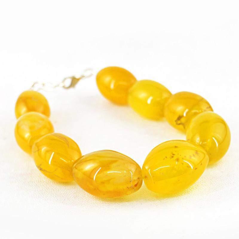 gemsmore:Natural Oval Shape Yellow Onyx Bracelet Unheated Beads