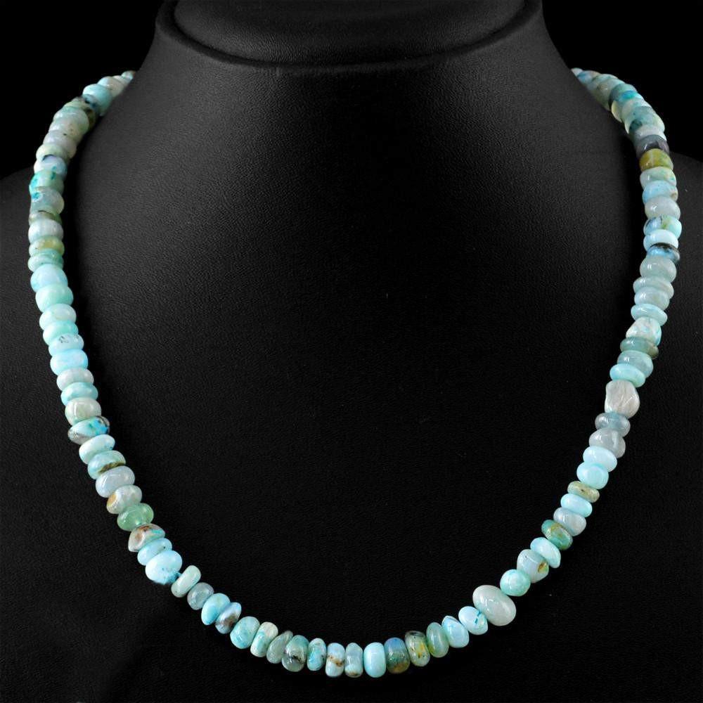 gemsmore:Natural Peruvian Opal Necklace Untreated Round Shape Beads