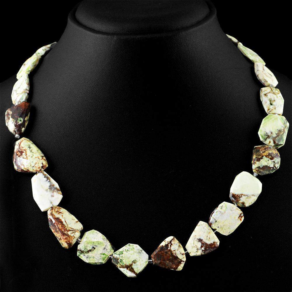 gemsmore:Natural Picture Jasper Necklace Single Strand Faceted Beads