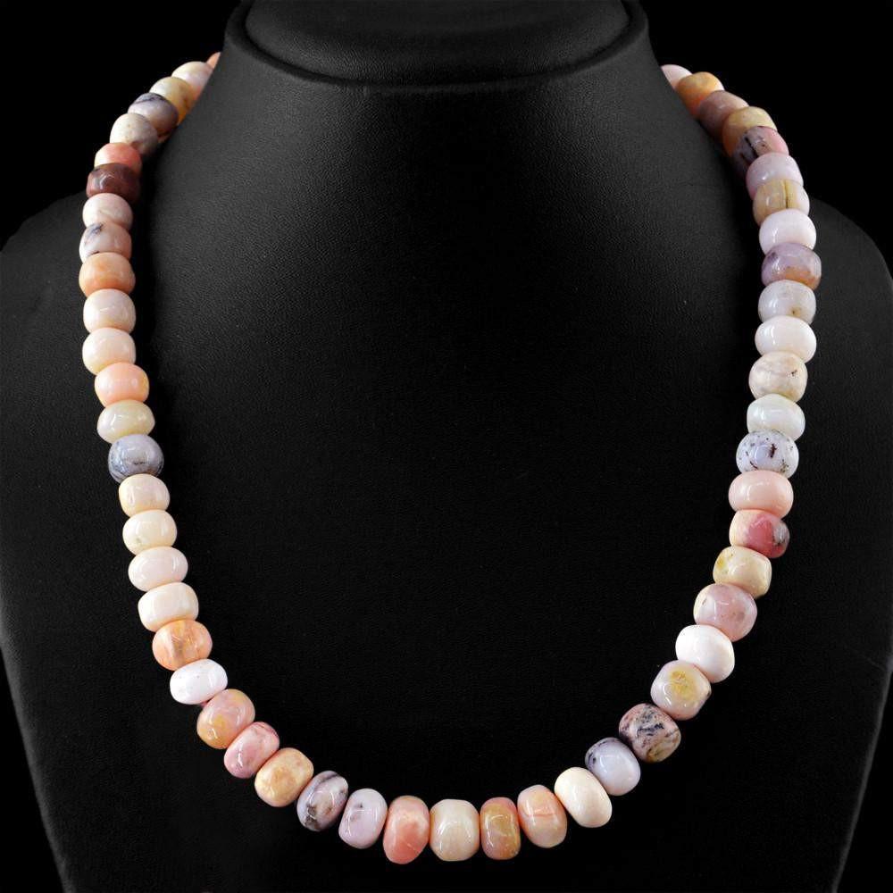 gemsmore:Natural Pink Australian Opal Necklace Untreated 20 Inches Long Round Beads