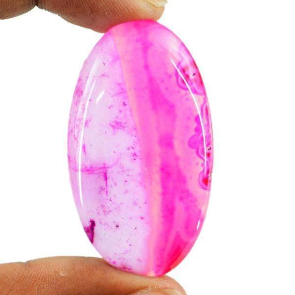 gemsmore:Natural Pink Onyx Worry Stone Untreated Oval Shape Gemstone