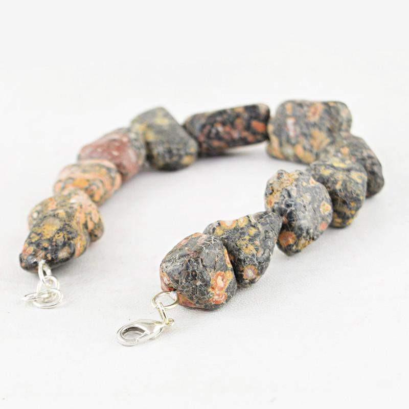 gemsmore:Natural Poppy Jasper Bracelet Untreated Beads