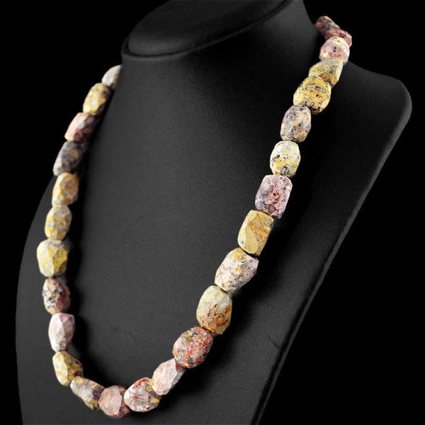 gemsmore:Natural Poppy Jasper Necklace Untreated Faceted Beads