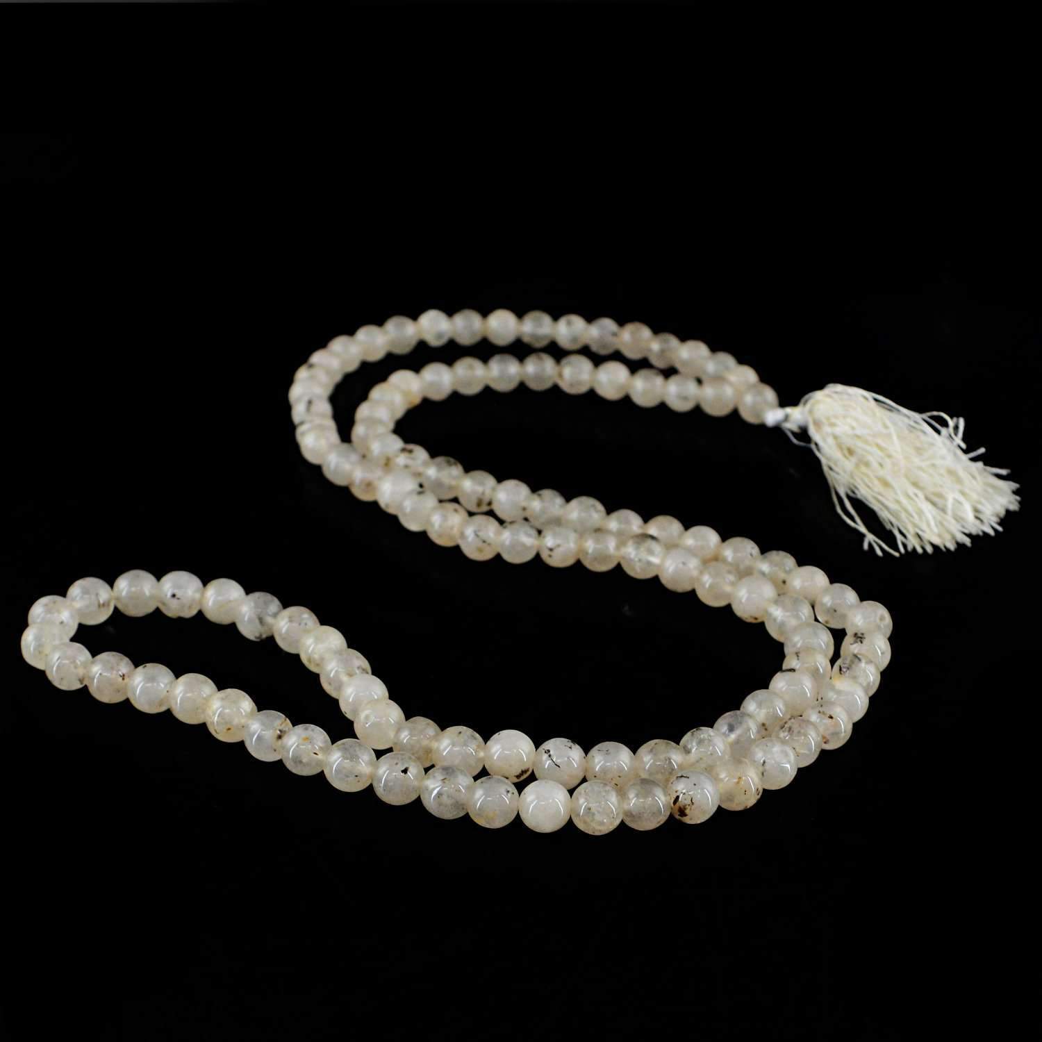 gemsmore:Natural Prayer Mala Rutile Quartz Necklace Round 108 Beads