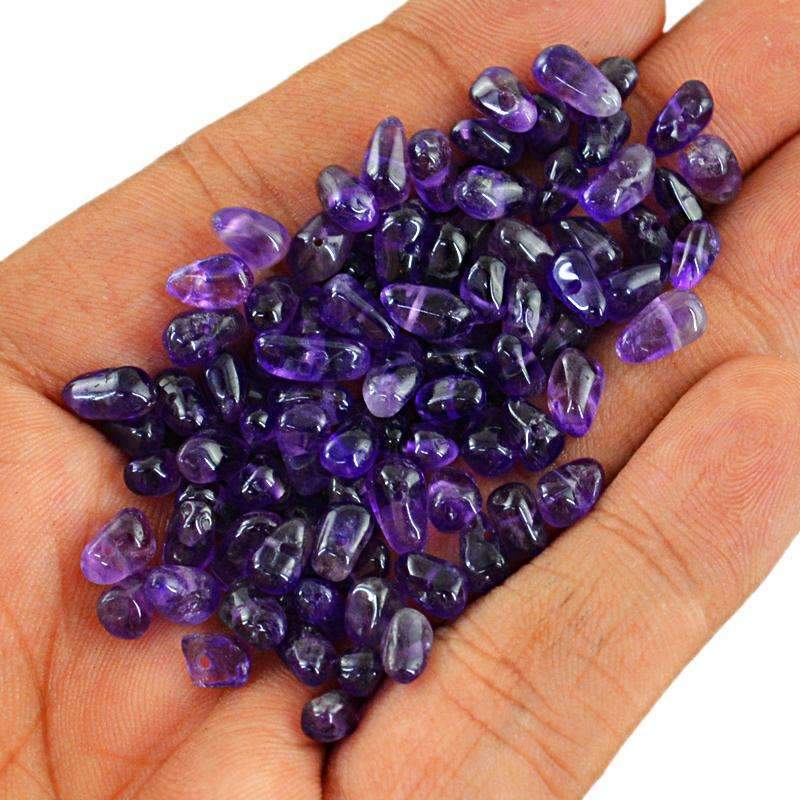 gemsmore:Natural Purple Amethyst Beads Lot - Drilled