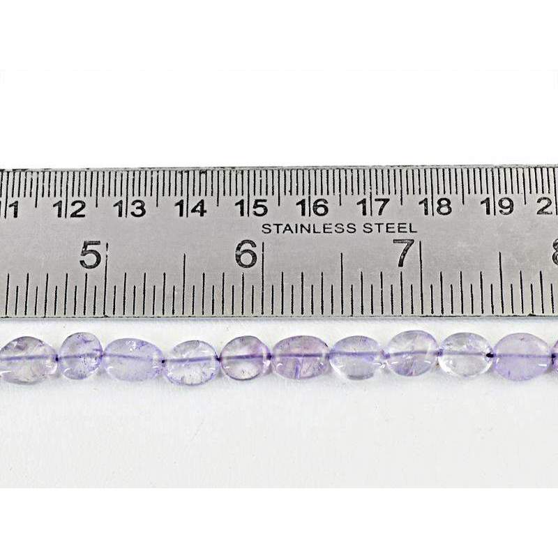 gemsmore:Natural Purple Amethyst Beads Strand - Oval Shape Drilled