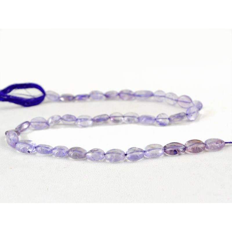 gemsmore:Natural Purple Amethyst Beads Strand - Oval Shape Drilled