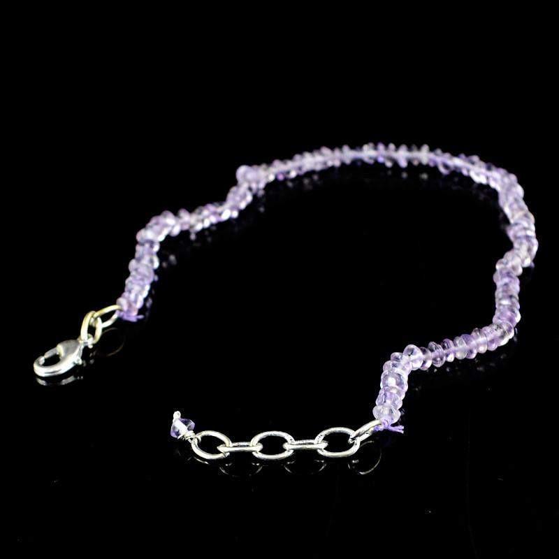 gemsmore:Natural Purple Amethyst Bracelet Round Shape Beads
