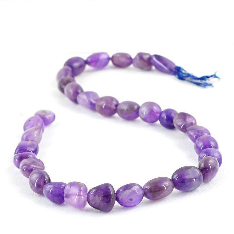 gemsmore:Natural Purple Amethyst Drilled Beads Strand