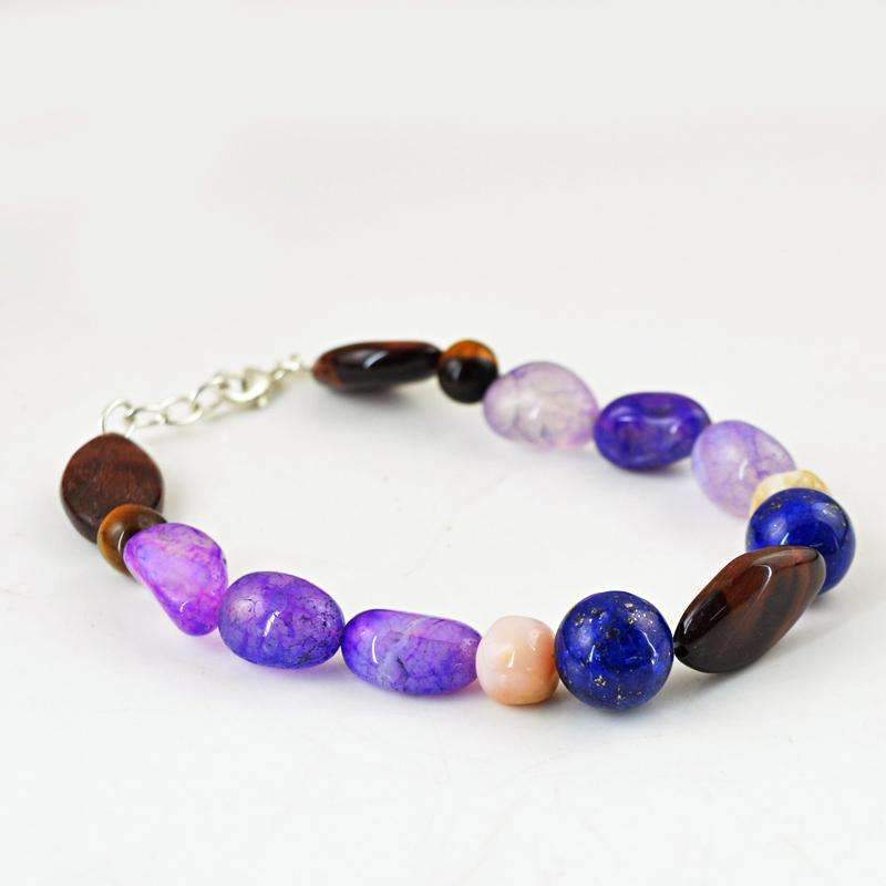 gemsmore:Natural Purple Onyx & Golden Tiger Eye Bracelet - Round Beads