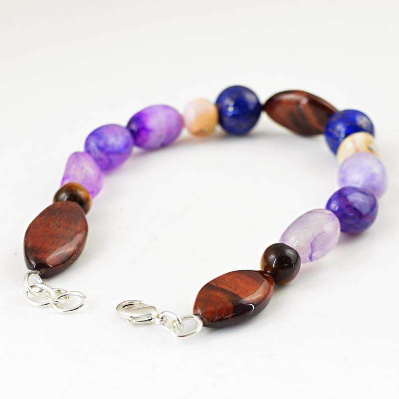 gemsmore:Natural Purple Onyx & Golden Tiger Eye Bracelet - Round Beads