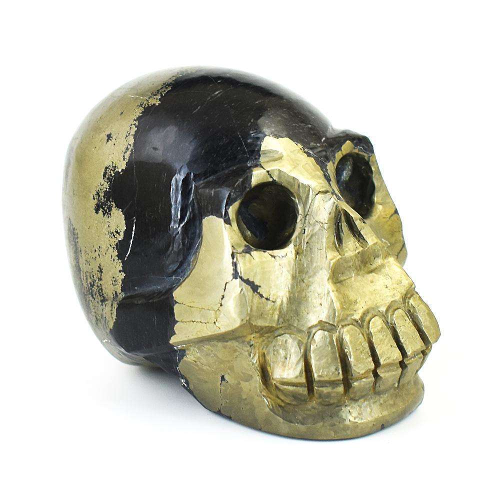 gemsmore:Natural Pyrite Hand Carved Skull