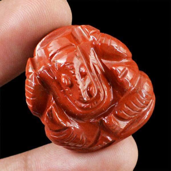 gemsmore:Natural Red Jasper Carved Ganesha