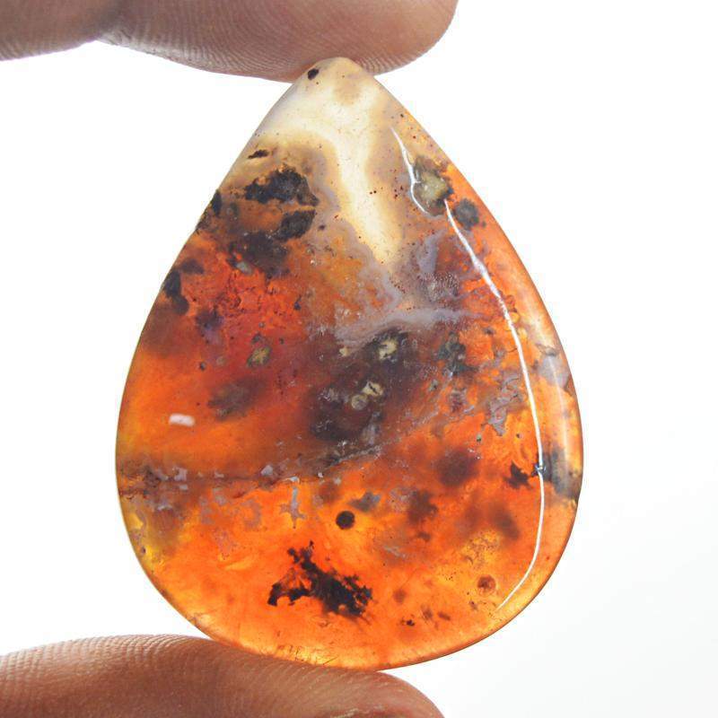 gemsmore:Natural Red Moss Agate Pear Shape Gemstone