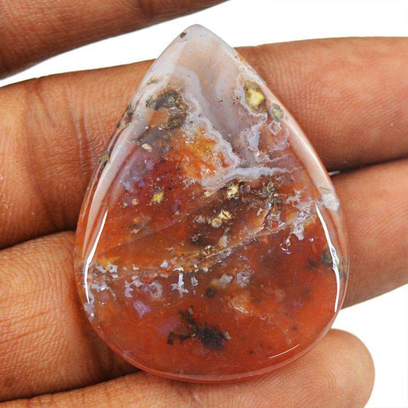 gemsmore:Natural Red Moss Agate Pear Shape Gemstone