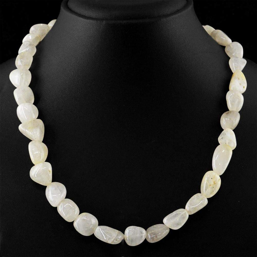 gemsmore:Natural Rutile Quartz Necklace Untreated Beads