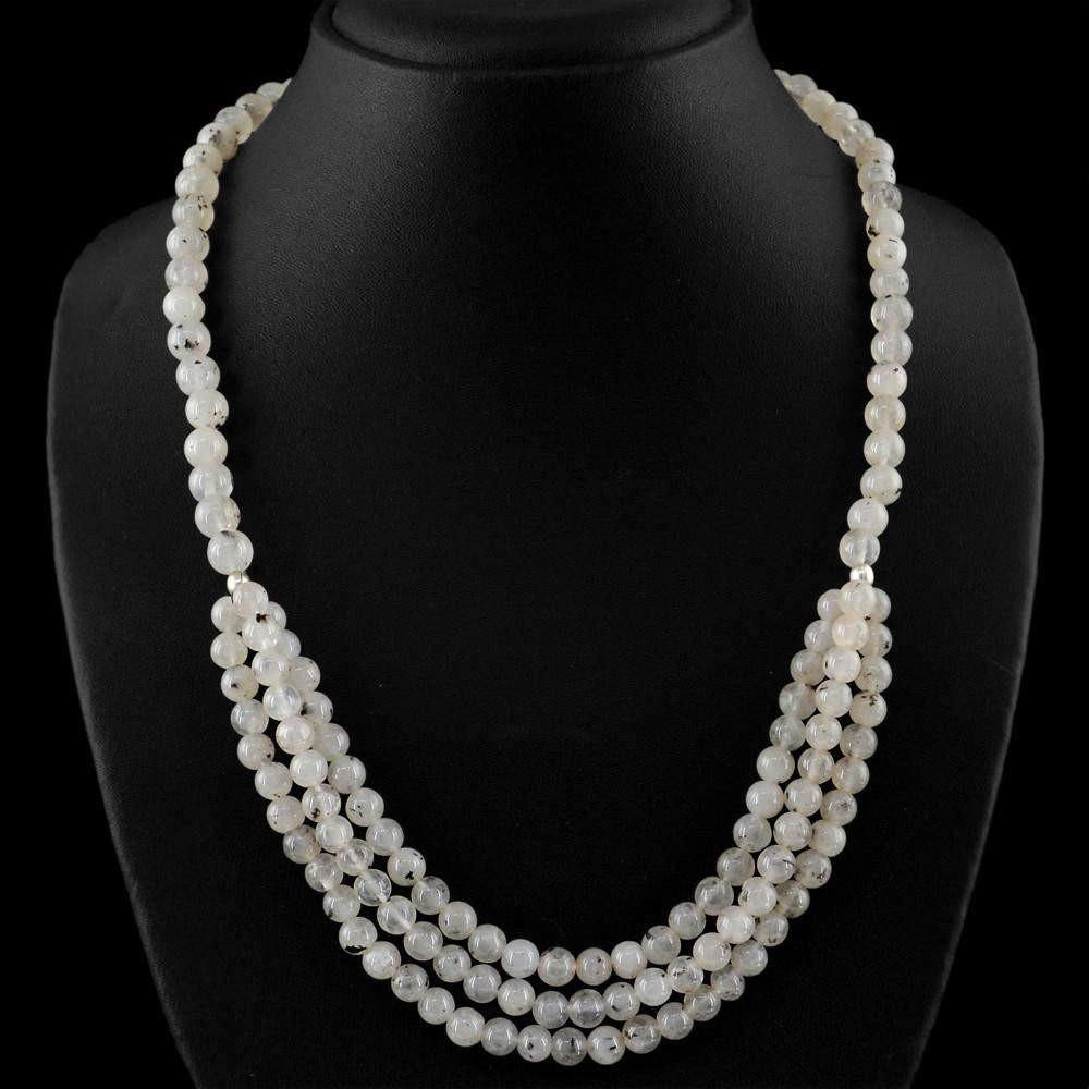 gemsmore:Natural Rutile Quartz Necklace Untreated Round Shape Beads