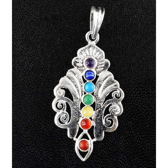 gemsmore:Natural Seven Chakra Crystal Healing Pendant