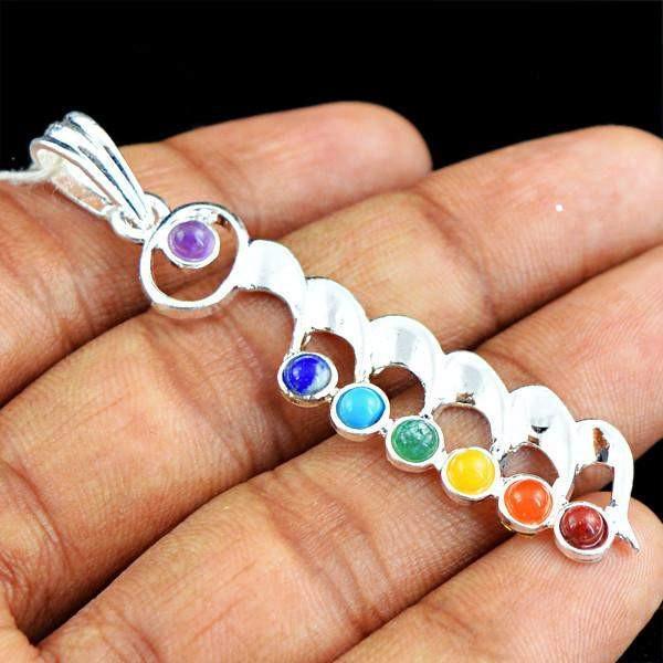 gemsmore:Natural Seven Chakra Crystal Reiki Healing Pendant