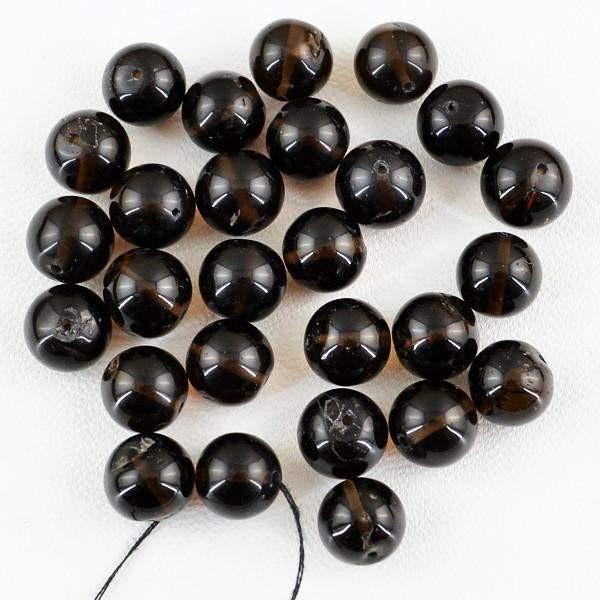 gemsmore:Natural Smoky Quartz Round Shape Drilled Beads Lot