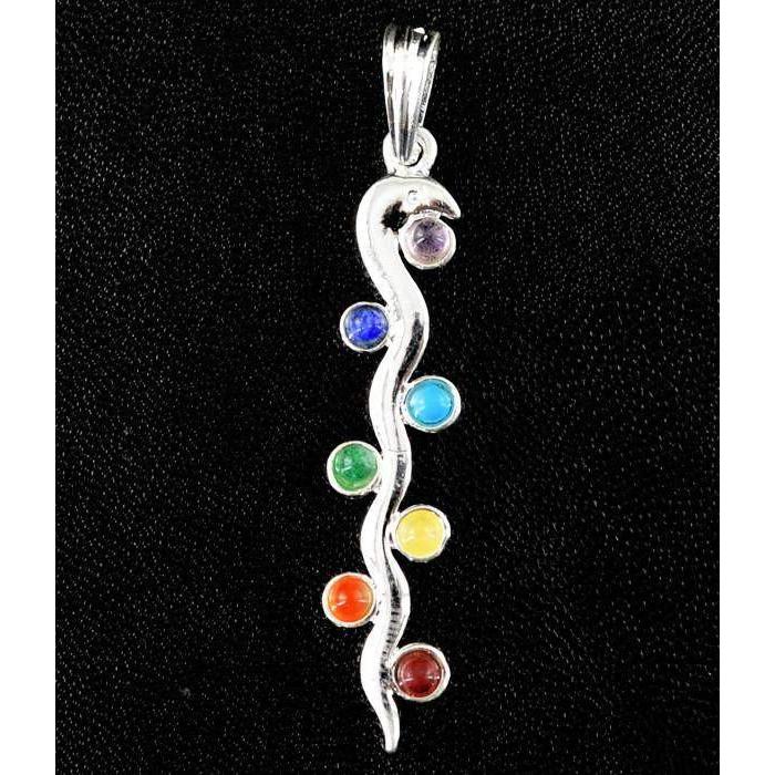 gemsmore:Natural Snake Seven Chakra Reiki Healing Pendant