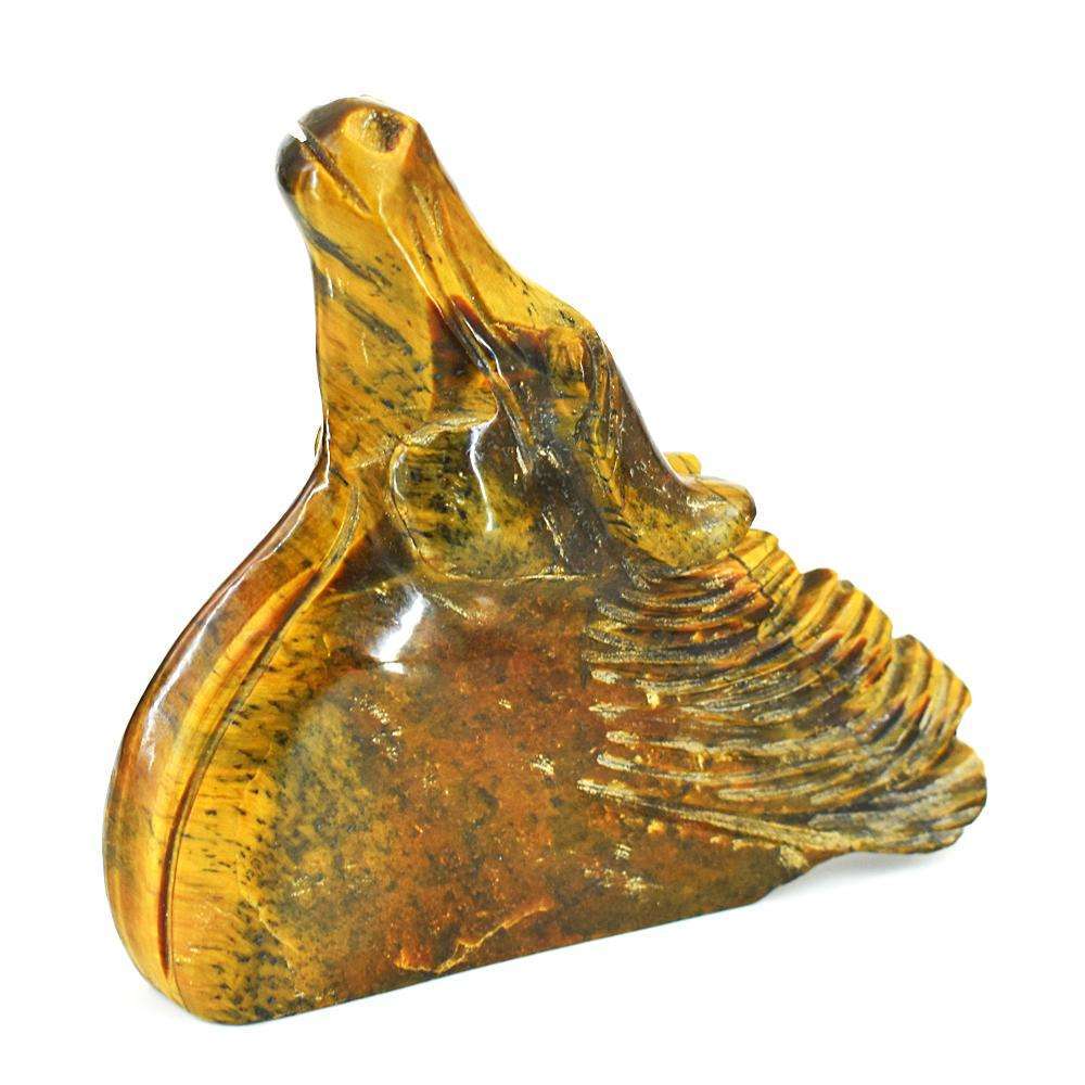 gemsmore:Natural Tiger Eye Hand Carved Genuine Crystal Gemstone Carving Horse Head