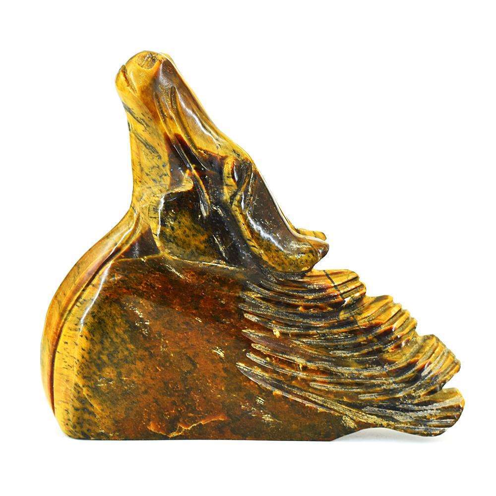 gemsmore:Natural Tiger Eye Hand Carved Genuine Crystal Gemstone Carving Horse Head