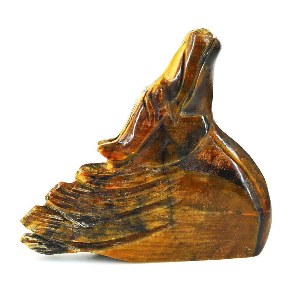 gemsmore:Natural Tiger Eye Hand Carved Genuine Crystal Gemstone Carving Horse Head